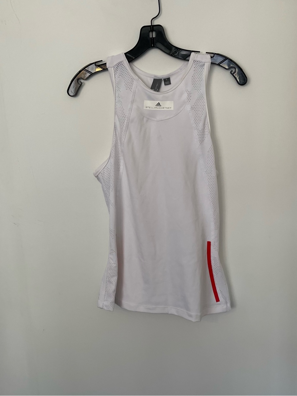 adidas White Performance Tank with Pink Accent